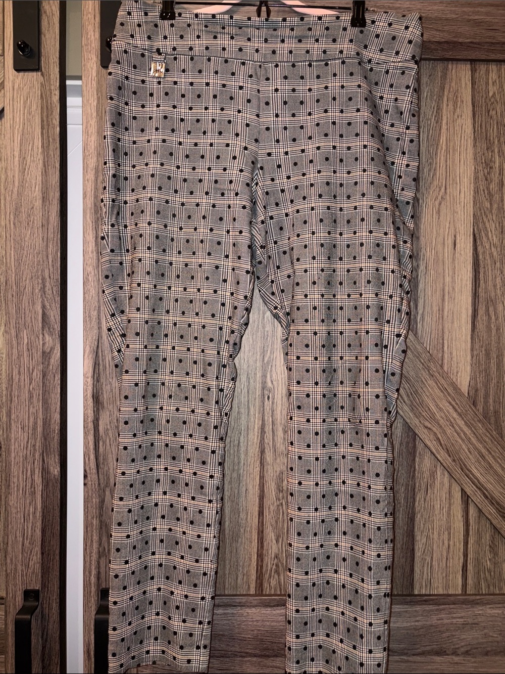 Joseph Ribkoff Glen Plaid Polka Dot Tailored Ankle Pants Sz 16 / XL